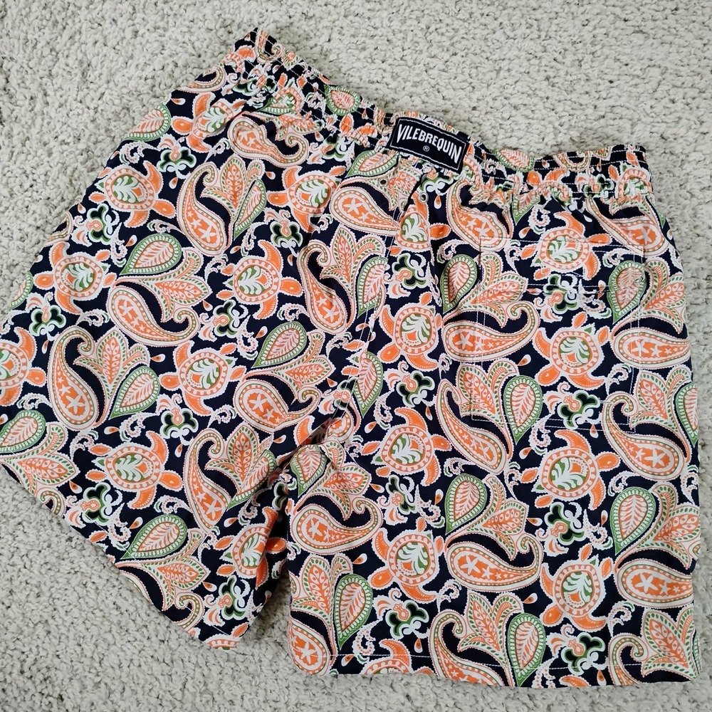 Vilebrequin Swim Trunks Mens 2XL Paisley Beach Drawstring Lined Shorts Board